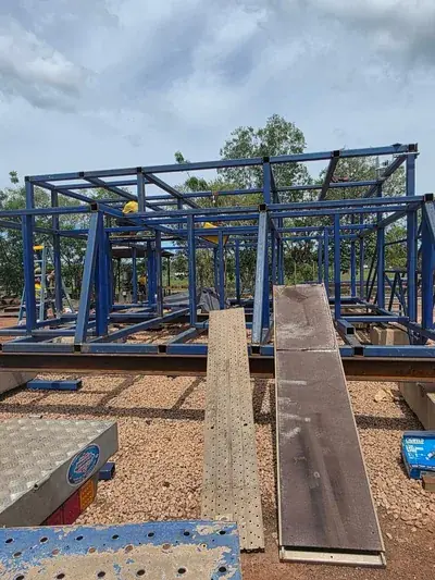 Structural steel frame fabrication outdoor