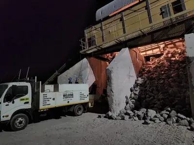 Mobile welding truck mine site night