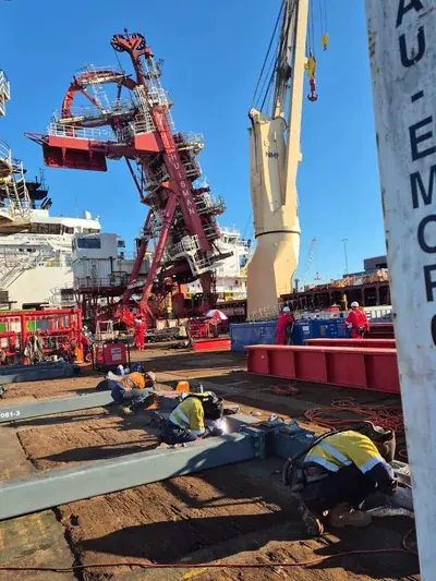 Offshore vessel deck welding huisman crane