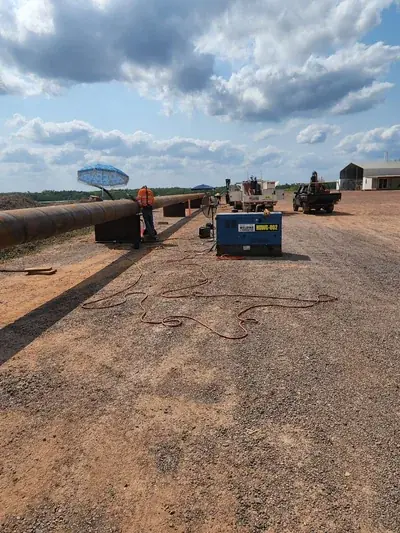 Large pipe welding setup remote site