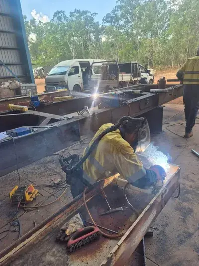 Structural steel welding fabrication yard
