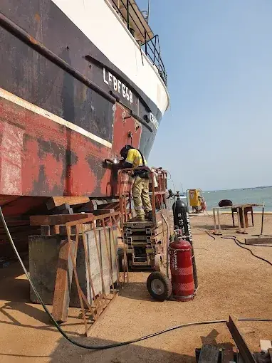 Marine vessel hull welding repair